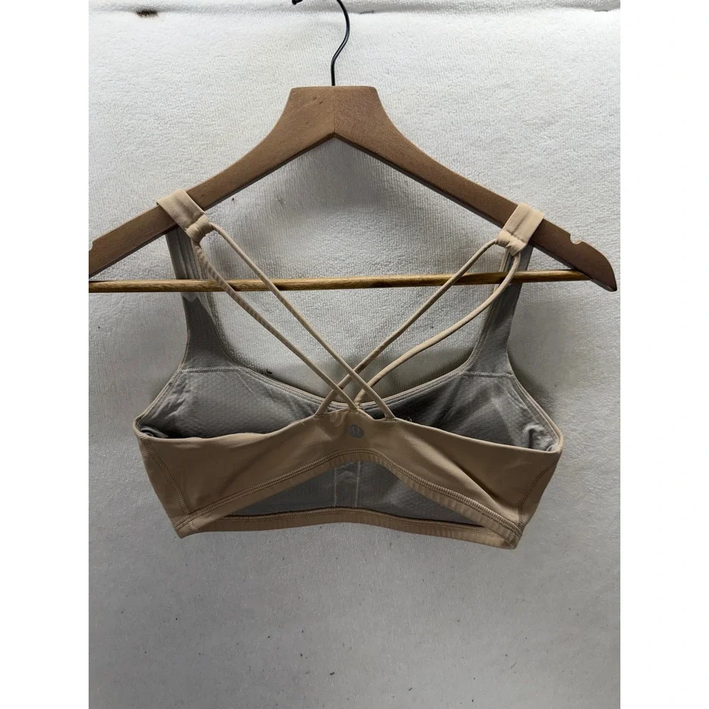 Lululemon Free To Be Bra Wild Women 6 Tan Strappy Yoga Sports Bra 3505